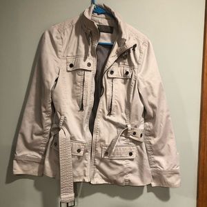 Zara Basics grey cotton trench jacket LG